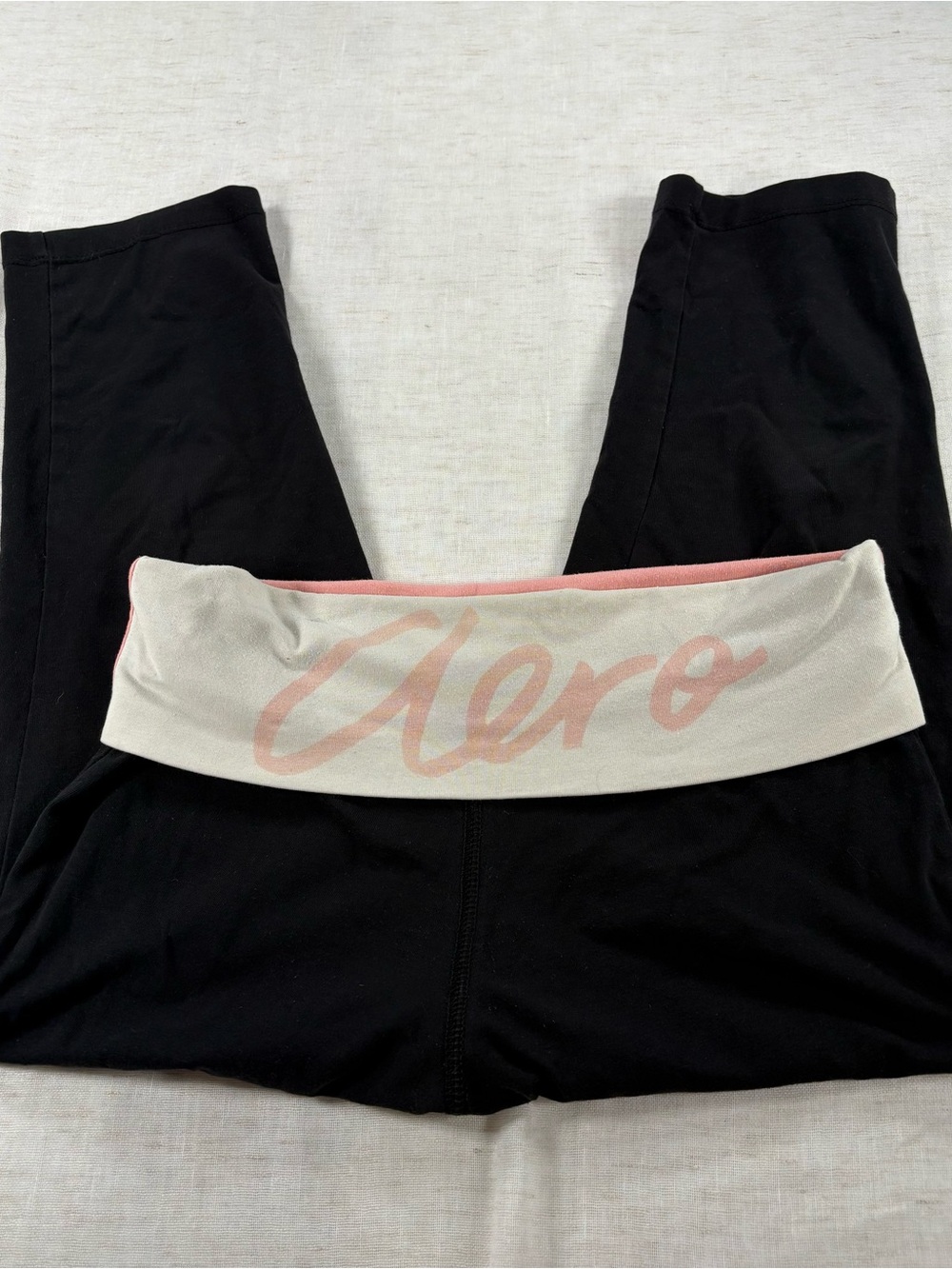 Y2k Aero Black Capri with Pink Logo Waistband